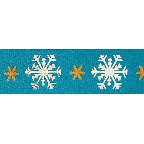 Silver-Blue-Yellow - Front - Anniversary House Ribbon Snowflake Cake Decoration