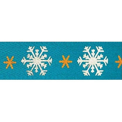 Silver-Blue-Yellow - Front - Anniversary House Ribbon Snowflake Cake Decoration