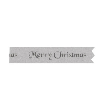 Silver - Front - Anniversary House Merry Christmas Text Christmas Ribbon
