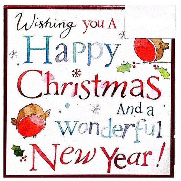 Multicoloured - Front - Wish You A Happy Christmas And A Wonderful New Year! Christmas Card