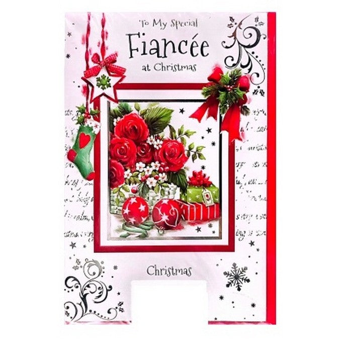 White-Red-Green - Front - Simon Elvin To My Special Fiancee Christmas Greetings Card (Pack of 12)
