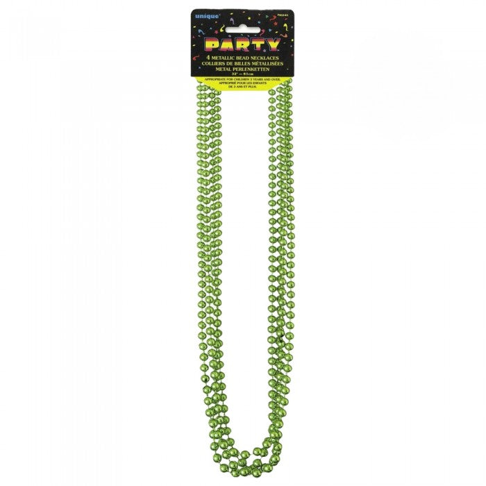 Front - Unique Party Metallic Beaded Necklace (Pack of 4)