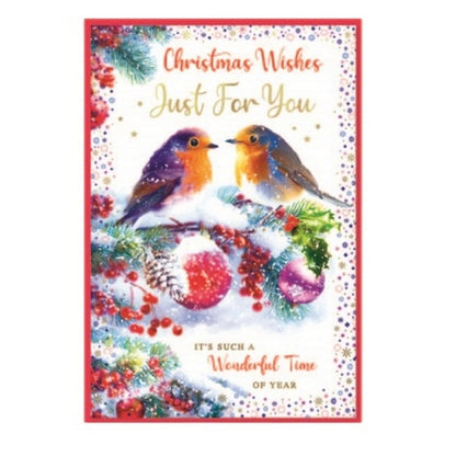 Front - Simon Elvin Christmas Wishes Just For You Greetings Card (Pack of 6)