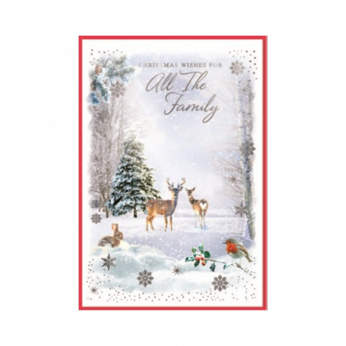 Front - Simon Elvin Christmas Wishes For All the Family Greetings Card (Pack of 6)