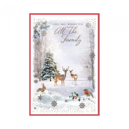 Front - Simon Elvin Christmas Wishes For All the Family Greetings Card (Pack of 6)