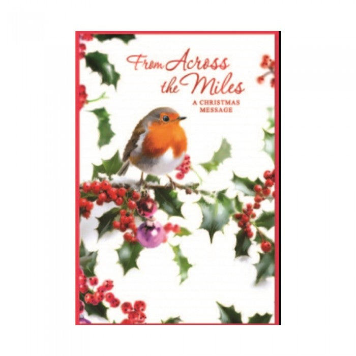 Front - Simon Elvin From Across The Miles Robin Christmas Greetings Card (Pack of 6)