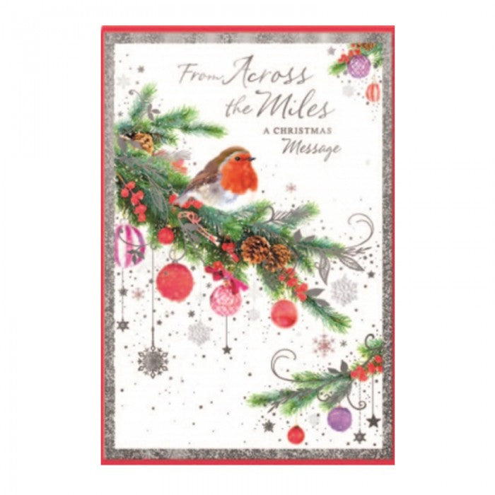 Front - Simon Elvin From Across The Miles A Christmas Message Robin Greetings Card (Pack of 6)