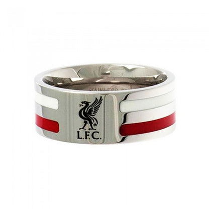 Front - Liverpool FC Official Colour Stripe Football Crest Ring