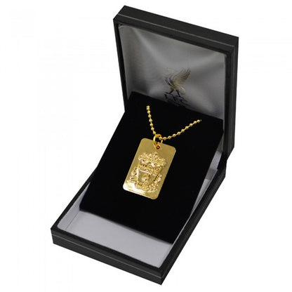 Front - Liverpool FC Official Gold Plated Football Crest Dog Tag & Chain