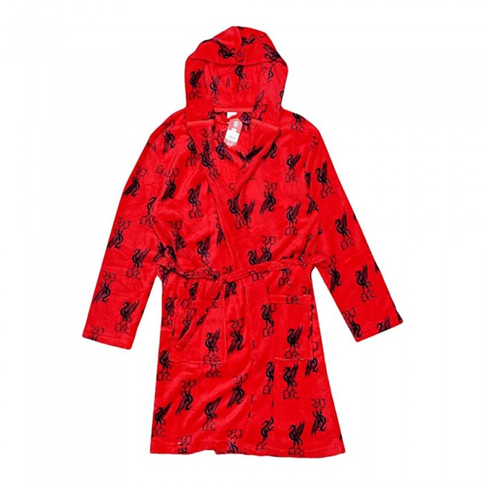 Front - Liverpool FC Mens Crest Hooded Nightwear Robe