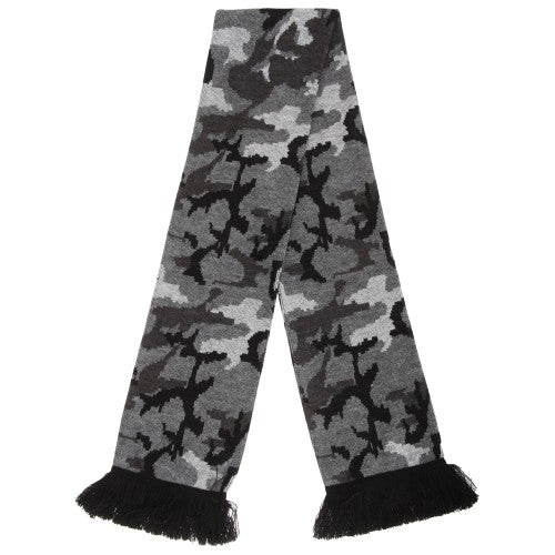 Front - FLOSO Unisex Camouflage Knitted Winter Scarf With Fringe