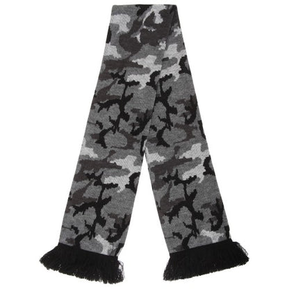 Front - FLOSO Unisex Camouflage Knitted Winter Scarf With Fringe