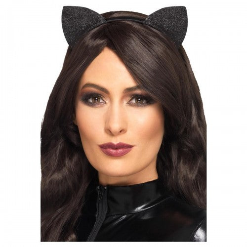 Front - Smiffys Womens/Ladies Cat Ears Vinyl Glitter Headband