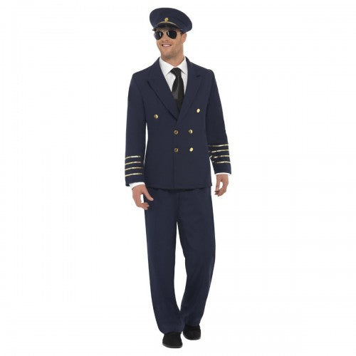 Front - Smiffys Mens Pilot Costume Set