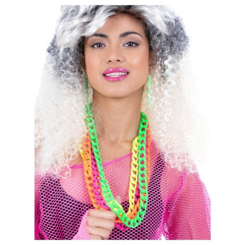 Front - Smiffys 80s Neon Chain Necklace (Pack of 4)