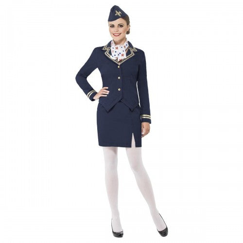 Front - Smiffys Womens/Ladies Airways Attendant Costume Set