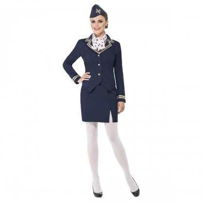 Front - Smiffys Womens/Ladies Airways Attendant Costume Set