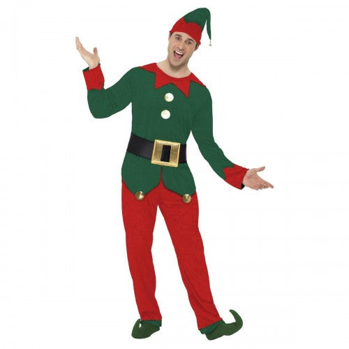 Front - Smiffys Mens Elf Christmas Costume Set