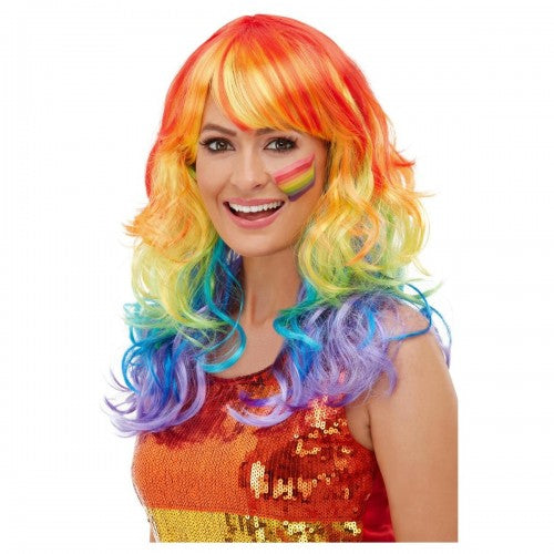 Front - Smiffys Womens/Ladies Glam Rainbow Wig