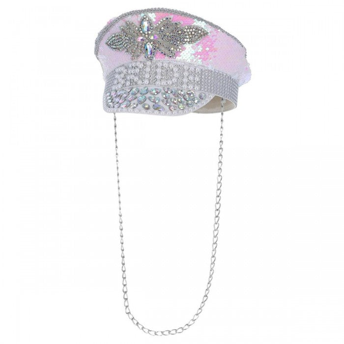 Front - Fever Womens/Ladies Deluxe Bride Pearl Sequin Captains Hat