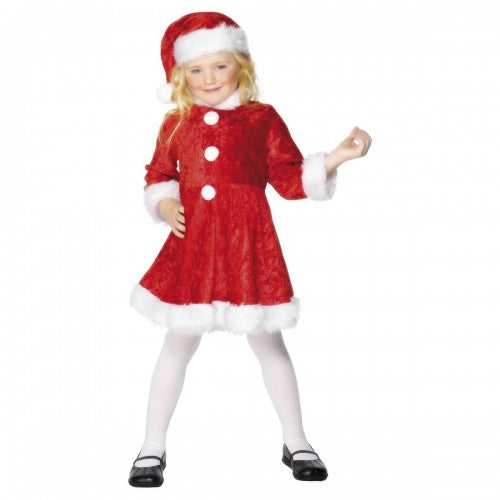 Front - Smiffys Girls Miss Santa Mini Costume Set