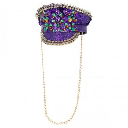 Front - Fever Unisex Adult Deluxe Sequin Studded Captains Hat