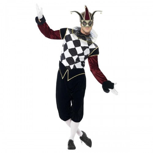 Front - Smiffys Mens Gothic Venetian Harlequin Costume Set