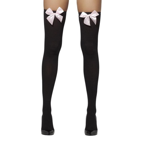 Front - Fever Womens/Ladies Bow Opaque Hold Up Stockings