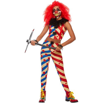 Front - Smiffys Womens/Ladies Creepy Clown Costume Set