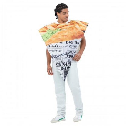 Front - Smiffys Unisex Adult Fish & Chips Costume Poncho