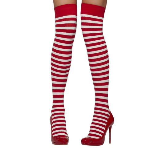 Front - Smiffys Womens/Ladies Striped Opaque Hold Up Stockings