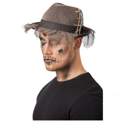 Front - Smiffys Gothic Distressed Linen Trilby