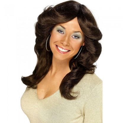 Front - Smiffys Unisex Adult 70s Flick Long Wig