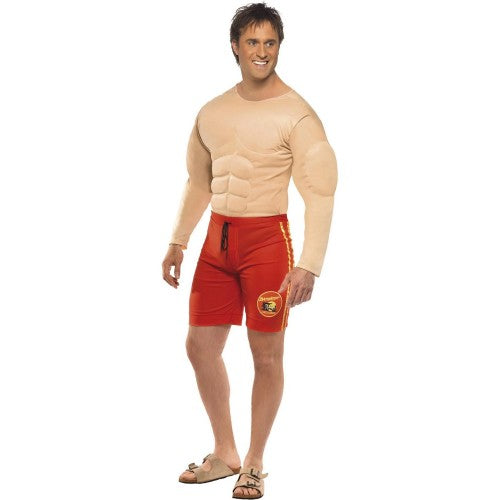 Front - Baywatch Mens Lifeguard Muscles Costume