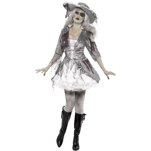 Front - Smiffys Womens/Ladies Deluxe Ghost Pirate Treasure Costume