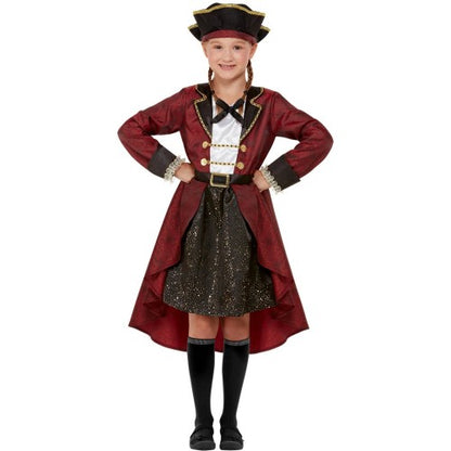 Front - Smiffys Girls Deluxe Swashbuckler Pirate Costume