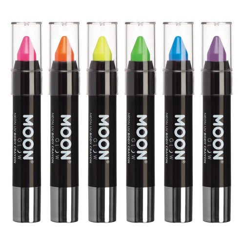 Front - Moon Glow Neon UV Body Crayons Set (Pack of 6)