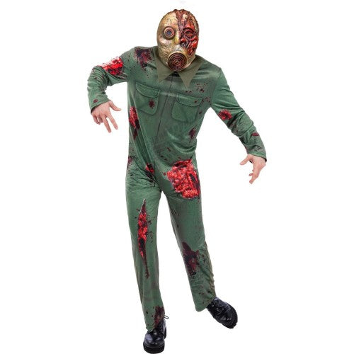 Front - Smiffys Mens Revenge Killer Gas Mask Zombie Costume
