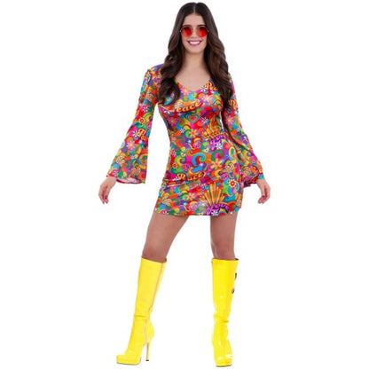 Front - Smiffys Womens/Ladies 60s Rainbow Peace Hippie Costume