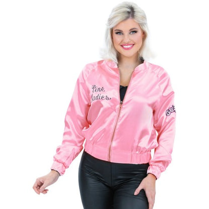 Front - Grease Womens/Ladies Pink Ladies & T-Birds Reversible Costume Jacket