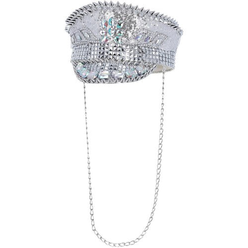 Front - Fever Deluxe Studded Sequins Costume Captains Hat