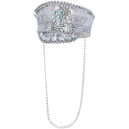 Front - Fever Deluxe Studded Sequins Costume Captains Hat