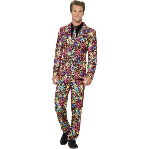 Front - Smiffys Mens Animal Print Neon Costume Suit
