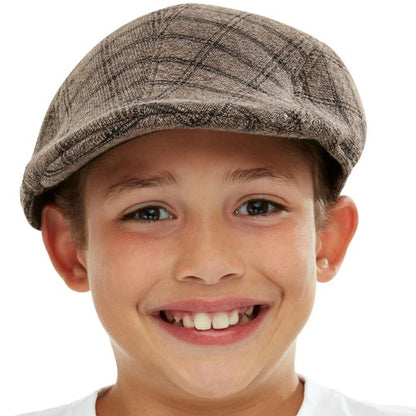 Front - Smiffys Childrens/Kids Plaid Flat Cap