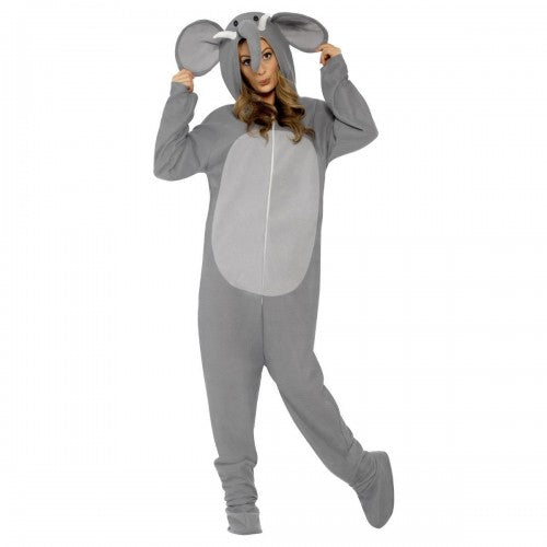 Front - Smiffys Unisex Adult Elephant Hooded Costume