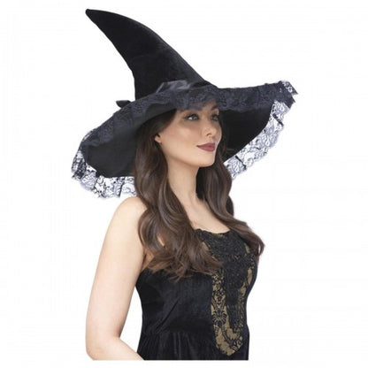 Front - Smiffys Womens/Ladies Enchantress Witches Hat Lace Costume Headwear