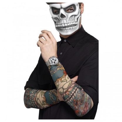 Front - Smiffys Unisex Adult Day Of The Dead Costume Tattoo Sleeve (Pack of 2)