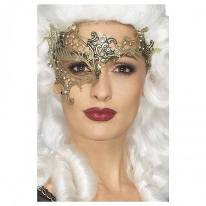 Front - Smiffys Womens/Ladies Deluxe Filigree Metal Half Eye Mask