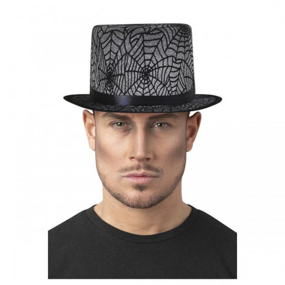 Front - Smiffys Unisex Adult Spider Web Top Hat