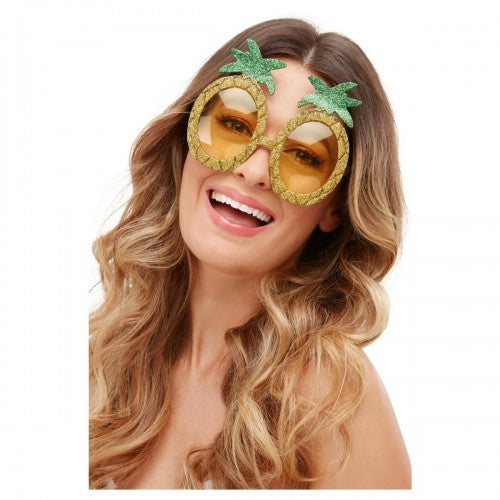 Front - Smiffys Unisex Adult Tropical Glitter Pineapple Glasses